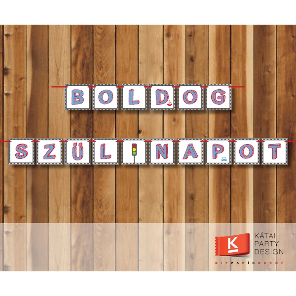 Boldog Szülinapot! girland - Autó