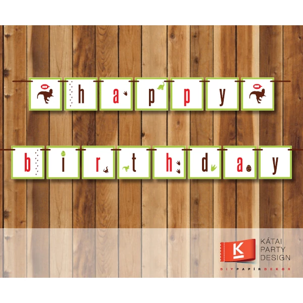 Happy Birthday! girland - Dinoszaurusz