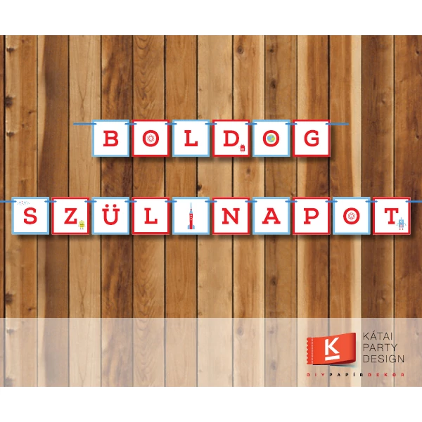 Boldog Szülinapot! girland - Robot